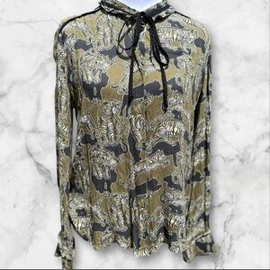 Just Cavalli Tiger‎ Print Blouse Animal Print Italy Women’s IT40 US S/M